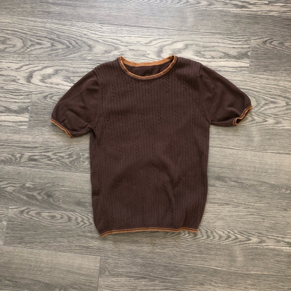 Brown Short Sleeve Knit Top - Picture 2 of 3